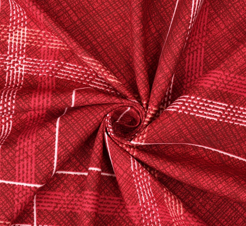 Furnofy Premium Fitted Double Bedsheet Set – 78" x 72" + 6" Deep Pocket with 2 Pillow Covers – Elegant Red & White Design - Image 4
