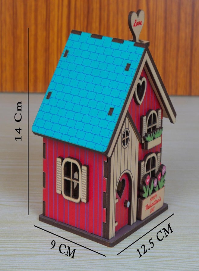 Kaameri Bazaar Handcrafted Wooden Valentine's Day House – Romantic Home Décor & Gift for Girlfriend, Boyfriend, Boy, Girl - Image 2
