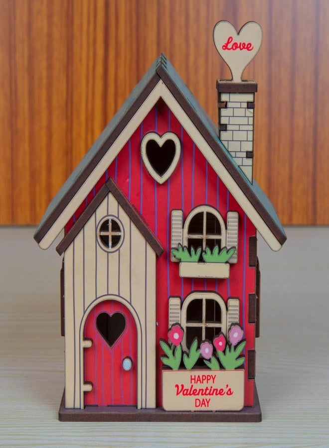 Kaameri Bazaar Handcrafted Wooden Valentine's Day House – Romantic Home Décor & Gift for Girlfriend, Boyfriend, Boy, Girl - Image 1