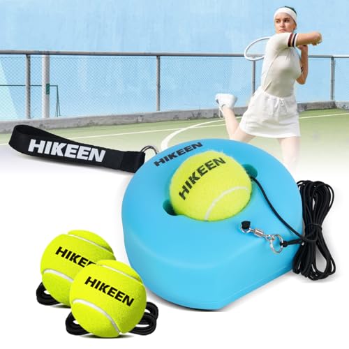 Hikeen Premium Tennis Trainer Rebound with Metal BasePortable Solo Tennis Trainer Set with 3 Highly Elastic String BallsTennis Practice Equipment for Adult Kids and Beginners Blue - Image 1