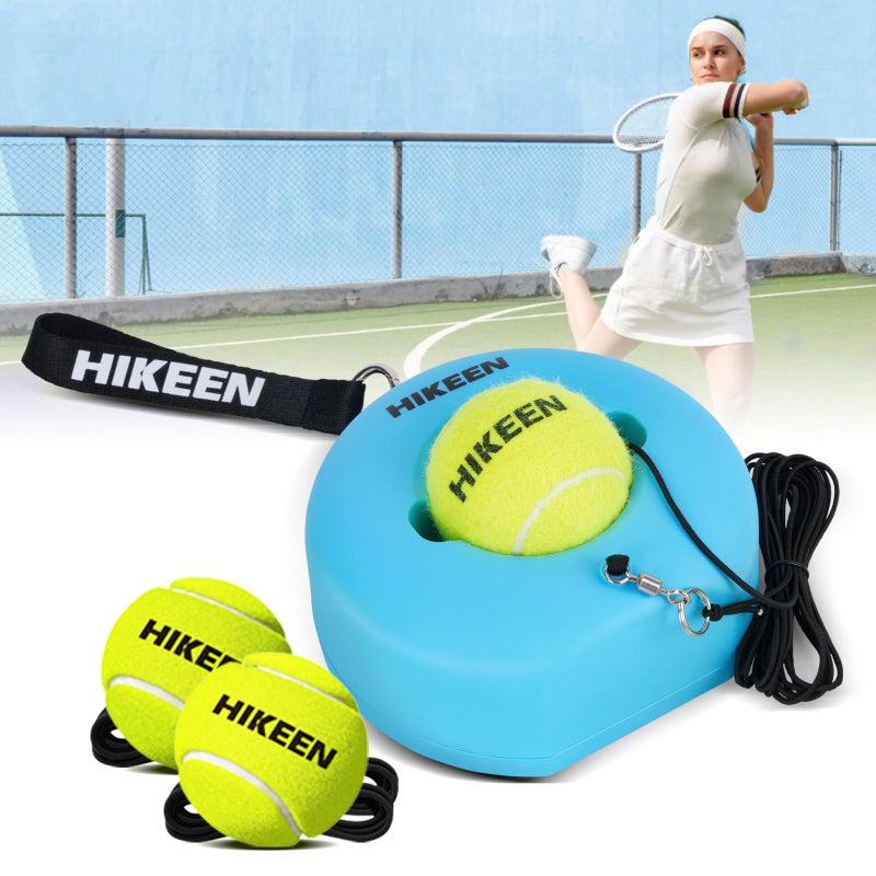 Hikeen Premium Tennis Trainer Rebound with Metal BasePortable Solo Tennis Trainer Set with 3 Highly Elastic String BallsTennis Practice Equipment for Adult Kids and Beginners Blue - Image 2