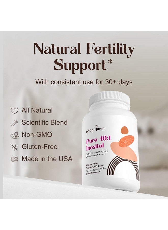 Generic PCOS Queen Pure 40:1 Inositol - Myo + D-Chiro Inositol Supplement - for Women with Fertility, Skin, & Menstrual Cycle Needs - 1 Bottle  - Image 3