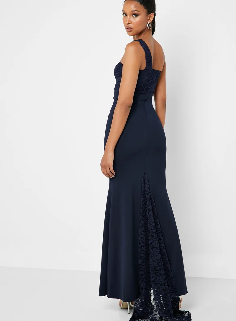 Missguided One Shoulder Lace Fishtail Dress