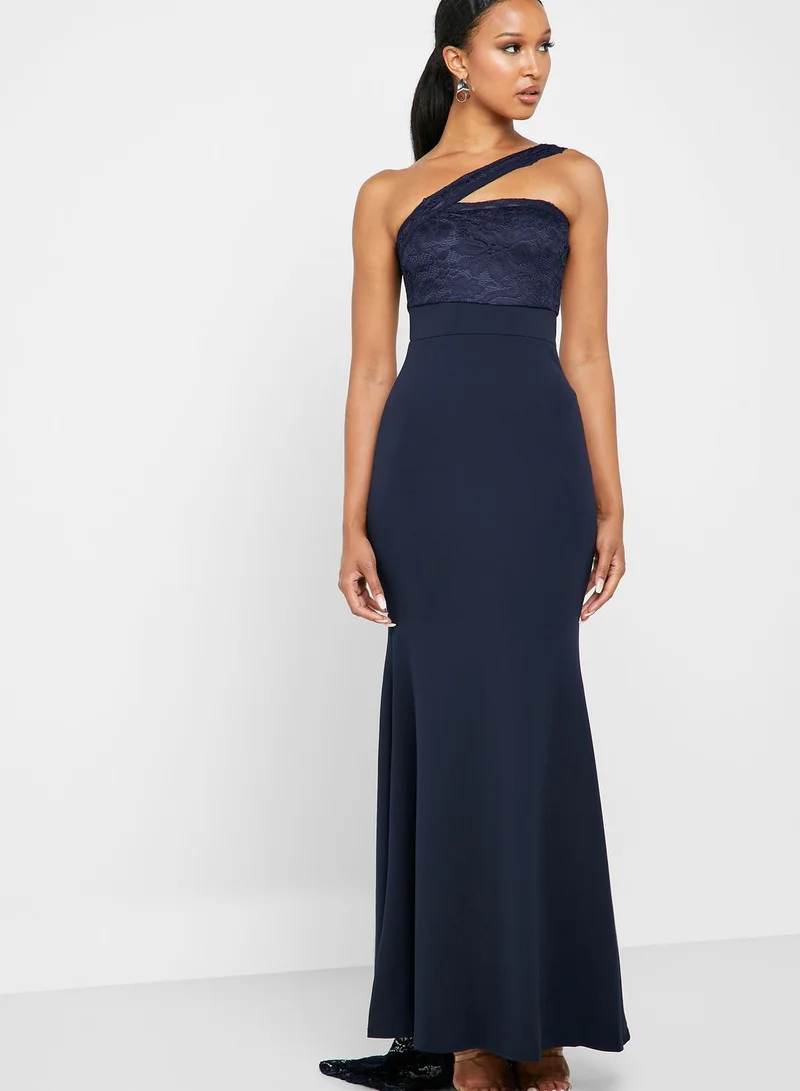 Missguided One Shoulder Lace Fishtail Dress