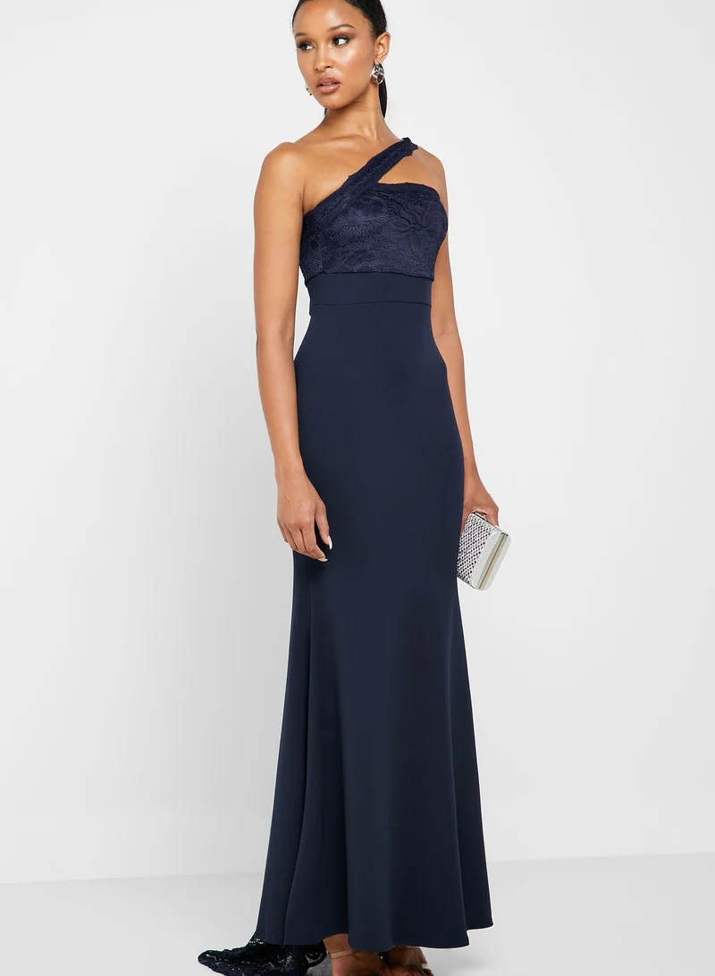 Missguided One Shoulder Lace Fishtail Dress