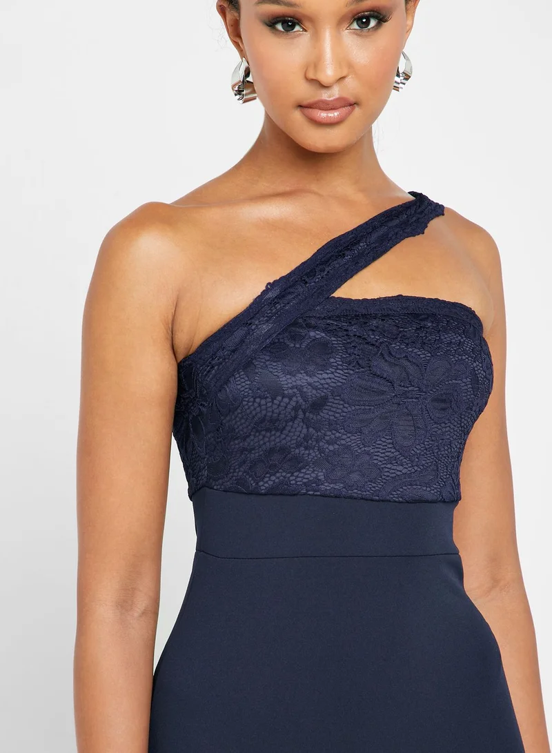 Missguided One Shoulder Lace Fishtail Dress