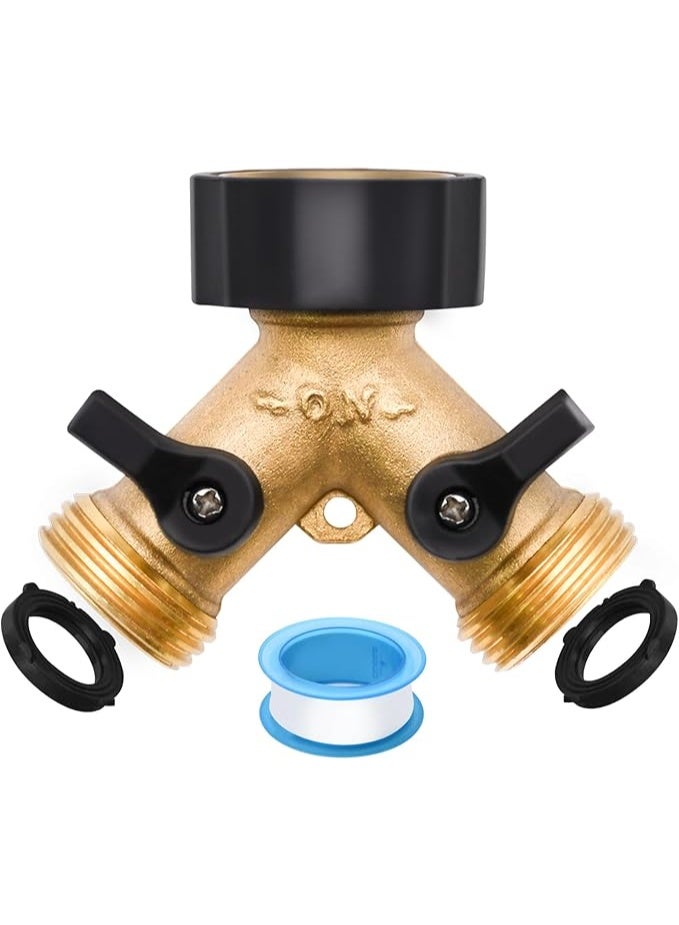 Pack Hose Splitter, 2 Way Heavy Duty Brass Garden Hose Splitter, for  Hose Connector, Brass Garden Hose Manifold with Rubber Washers  Tapes - Image 1