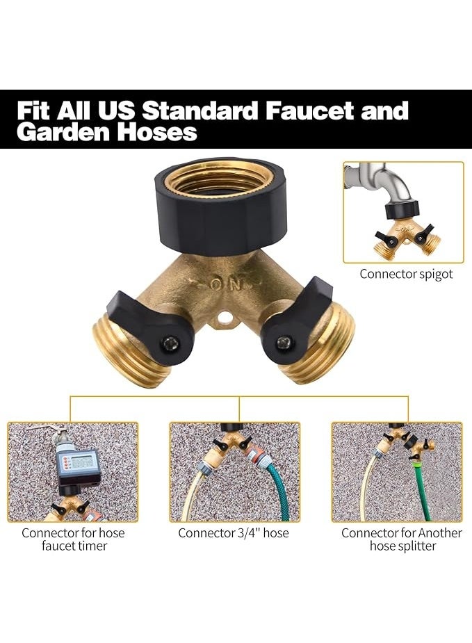 Pack Hose Splitter, 2 Way Heavy Duty Brass Garden Hose Splitter, for  Hose Connector, Brass Garden Hose Manifold with Rubber Washers  Tapes - Image 3