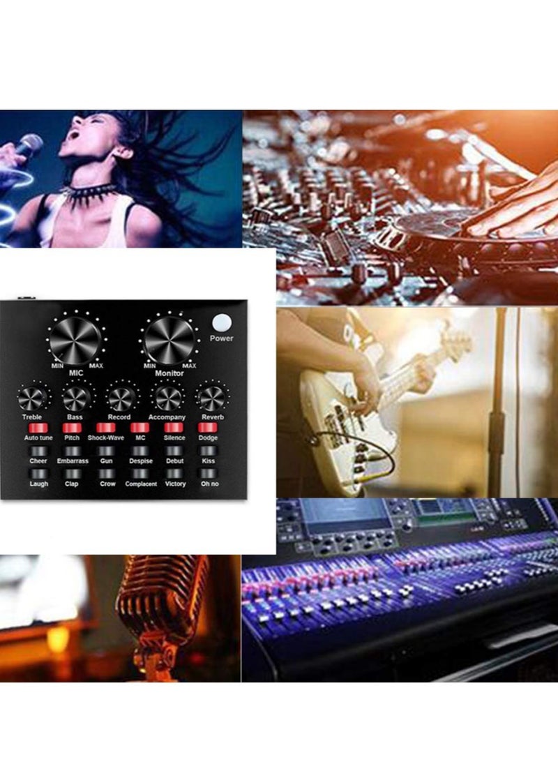 ELTRAZONE V8 Live Sound Card Portable Mobile Audio Mixer Karaoke Sound Mixer Recording Sound Card for Live Broadcast K Songs, Recording, Voice Chatting with Multiple Funny Sound Effect - Image 5