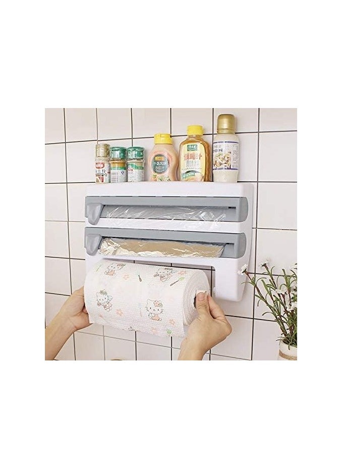 Generic - Wall Mounted Paper Towel Holder, Sopaline Holder for 3 Rolls, Spice Pot Holder, Kitchen Dispenser with Very Sharp Blades for Kitchen, Garage or Office - Image 1