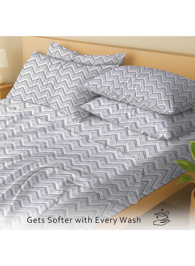 RUVANTI 6 Pcs Cotton Sheets - 100% Natural Cotton Soft, Lightweight & Breathable Crispy Percale Bed Sheets, Queen Sheet Set 16" Deep Pockets, Inverted Streak - Image 5