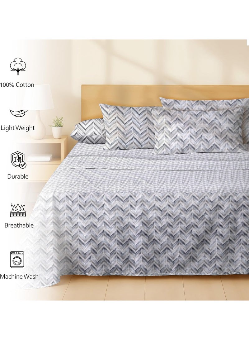 RUVANTI 6 Pcs Cotton Sheets - 100% Natural Cotton Soft, Lightweight & Breathable Crispy Percale Bed Sheets, Queen Sheet Set 16" Deep Pockets, Inverted Streak - Image 3