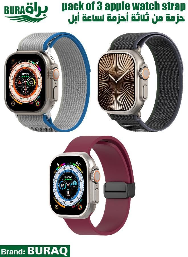 BURAQ Apple Watch Band Strap For Apple Watch Ultra 2/Ultra 49mm, Series 10 46mm, 9/8/7 45mm, SE2/SE/6/5/4 44mm, 3/2/1 42mm