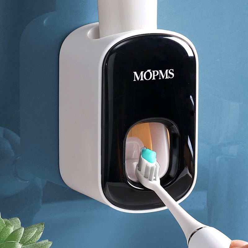 MOPMS Toothpaste Dispenser Wall Mounted for Bathroom Automatic Toothpaste Squeezer for Kids and Adult Black1Pcs