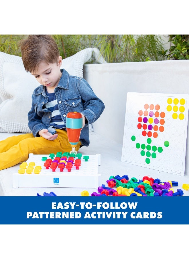 ليرننج ريسورسز مركز أنشطة التصميم والتدريب من Learning Resources، لعبة بناء STEM مع مثقاب كهربائي ومسامير وبطاقات تصميم، للأعمار من 3 سنوات فما فوق - Image 5