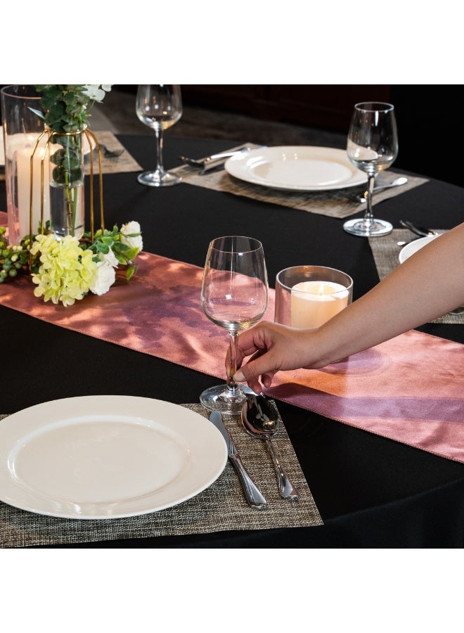 Restaurantware Table Tek 120 Inch Table Cover, 1 Round Wedding Tablecloth - Washable, Wrinkle-Free, Black Polyester Banquet Tablecloth, Hemmed, For Parties, Holidays, or Buffets - Image 4