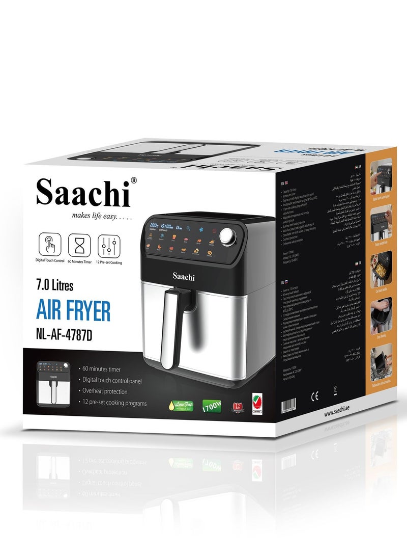 Saachi 7.0L Digital Air Fryer – 12 Pre-Set Programs, Adjustable Temperature & Timer, Stainless Steel Heating, Non-Stick Basket & Overheat Protection 7 L 1700 W NL-AF-4787D-BK black - Image 3