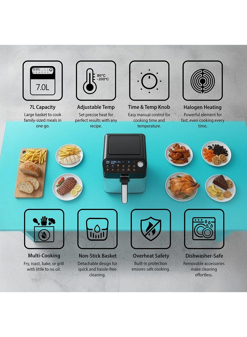 Saachi 7.0L Digital Air Fryer – 12 Pre-Set Programs, Adjustable Temperature & Timer, Stainless Steel Heating, Non-Stick Basket & Overheat Protection 7 L 1700 W NL-AF-4787D-BK black - Image 5