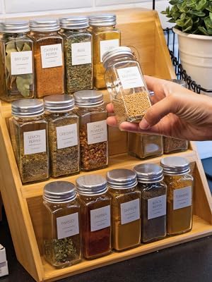 Trendy Trays Wooden Spice Rack Organizer, 3-Tier Shelf for Countertop, Drawer & Cabinet, Wooden Spice Rack Storage to Maximize Kitchen Space, No Bottles Included - Image 5
