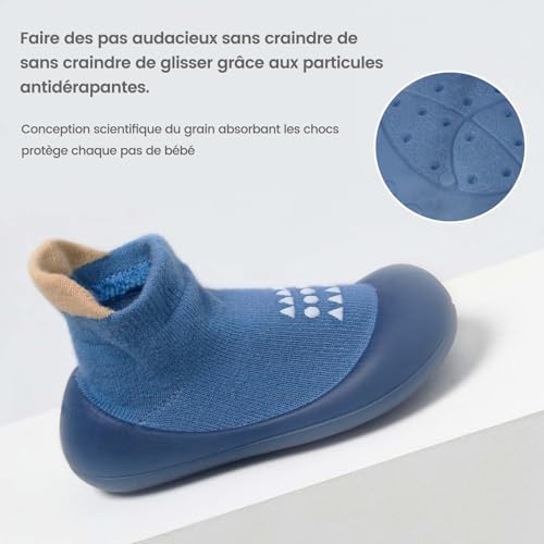 Bearbay Baby Sock Shoes Baby Walking Shoes Infant Non-Slip Breathable Slippers with Soft Rubber Sole Baby Boys Girls Sneakers khaki - Image 3