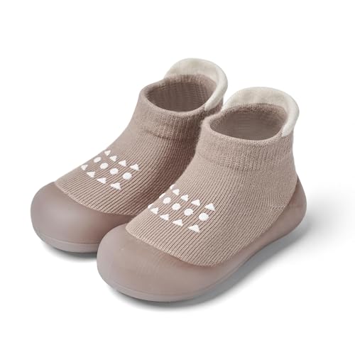 Bearbay Baby Sock Shoes Baby Walking Shoes Infant Non-Slip Breathable Slippers with Soft Rubber Sole Baby Boys Girls Sneakers khaki - Image 1