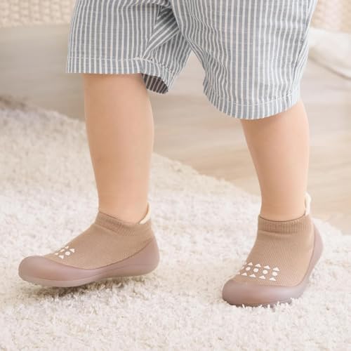 Bearbay Baby Sock Shoes Baby Walking Shoes Infant Non-Slip Breathable Slippers with Soft Rubber Sole Baby Boys Girls Sneakers khaki - Image 5