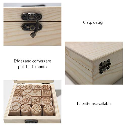 TINTON LIFE 16PCS Wooden Clay Pottery Stamp Pottery Tool Wood Block Stamp - Image 3