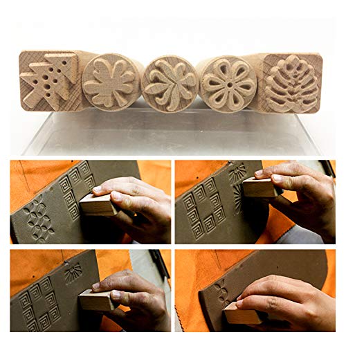 TINTON LIFE 16PCS Wooden Clay Pottery Stamp Pottery Tool Wood Block Stamp - Image 4