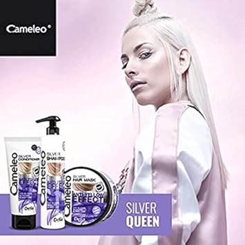 Cameleo قناع كاميليو الفضي لتلوين الشعر بدون تأثير الأصفر علاج بنفسجي لحماية اللون للشعر الأشقر والرمادي والأبيض درجات بلاتينية حماية من الأشعة فوق البنفسجية خالي من البارابين 200 مل - Image 3