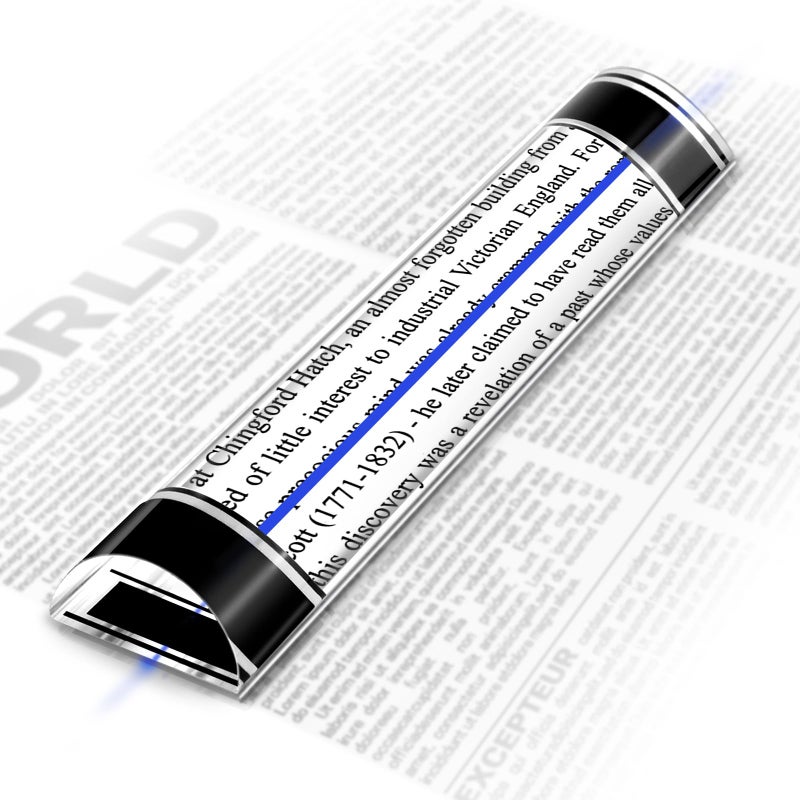 UCandy 2X Magnifying Ruler with Blue Tracker Line, 6" Ruler with Magnifying Bar, Magnifier Mahjong Finder for Reading Bible, Books and Card Games,Mahjong Line Magnifying Finder - Image 1