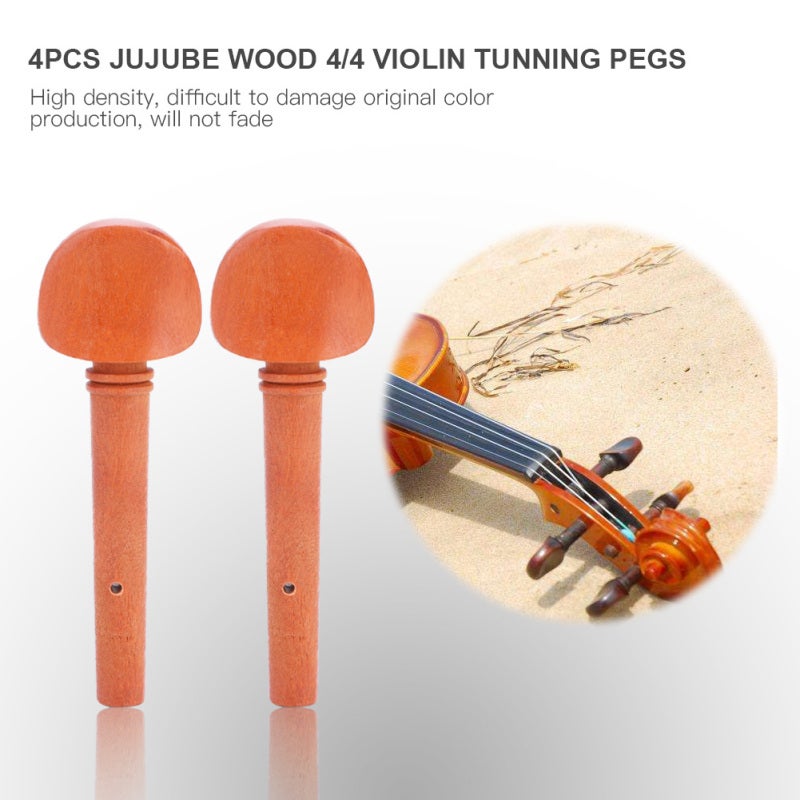 Violin Tuning Pegs 4Pcs Jujube Wood Set - Firm Durable Fine Patterned Violin Pegs for 4/4 Violin Replacement, Musical Instrument Maintenance - Image 2