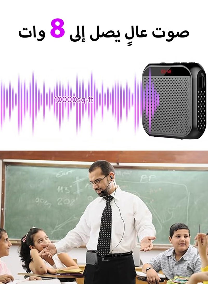 Bluetooth Microphone,Voice Amplifier with Wired Microphone Headset,Personal Microphone Speech Amplifier,Loudspeaker for Teachers,Tour Guides/Coaches Metting/Yoga/Fitness (Black) - Image 2