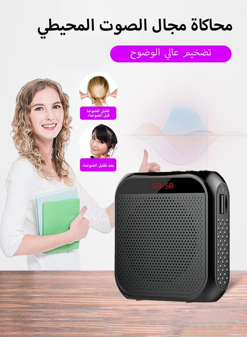 Bluetooth Microphone,Voice Amplifier with Wired Microphone Headset,Personal Microphone Speech Amplifier,Loudspeaker for Teachers,Tour Guides/Coaches Metting/Yoga/Fitness (Black) - Image 3