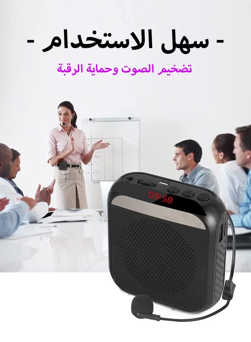 Bluetooth Microphone,Voice Amplifier with Wired Microphone Headset,Personal Microphone Speech Amplifier,Loudspeaker for Teachers,Tour Guides/Coaches Metting/Yoga/Fitness (Black) - Image 4