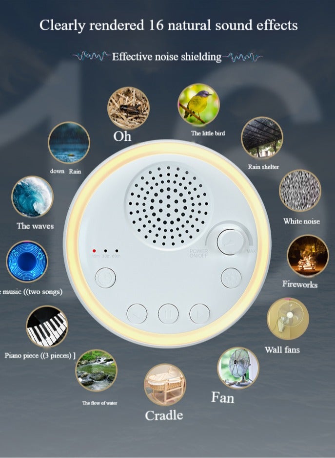 White Noise Machine Sleep Therapy Sound 26 High Fidelity Soothing Sounds Sleeping Helper Insomnia Physiotherapy Instrument Timer & Memory Function - Image 4