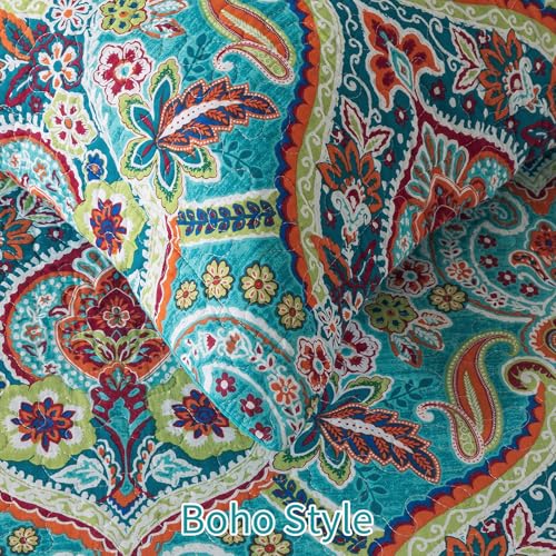 BEDIFANY Cotton Queen Quilt Set - Lightweight Queen Size Quilts Bedding Set for a Comfortable Sleep - Reversible Bedspread Coverlet (90 * 98 in) with Boho Pattern, 3 Pieces - Image 3