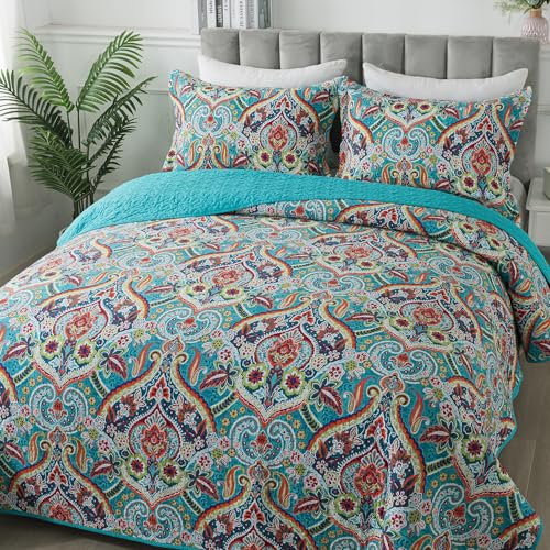 BEDIFANY Cotton Queen Quilt Set - Lightweight Queen Size Quilts Bedding Set for a Comfortable Sleep - Reversible Bedspread Coverlet (90 * 98 in) with Boho Pattern, 3 Pieces - Image 2