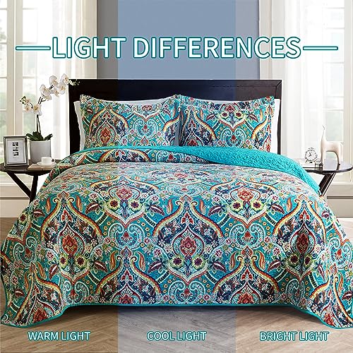BEDIFANY Cotton Queen Quilt Set - Lightweight Queen Size Quilts Bedding Set for a Comfortable Sleep - Reversible Bedspread Coverlet (90 * 98 in) with Boho Pattern, 3 Pieces - Image 5