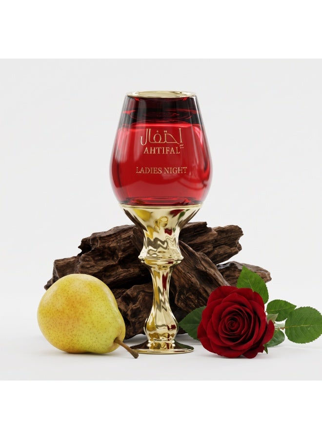 عنفر عطر أنفار 1950 احتفال ليديز نايت اكستريت دو بارفيوم 100 مل | عطر نسائي فاخر يدوم طويلاً | كمثرى، ورد، ياسمين سامباك، فانيلا وخشب الصندل - Image 2