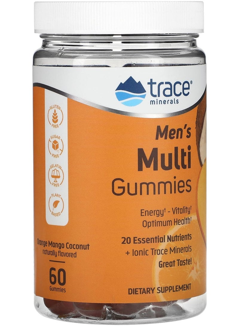 Trace Minerals Men's Multi Gummies, Orange Mango Coconut, 60 Gummies