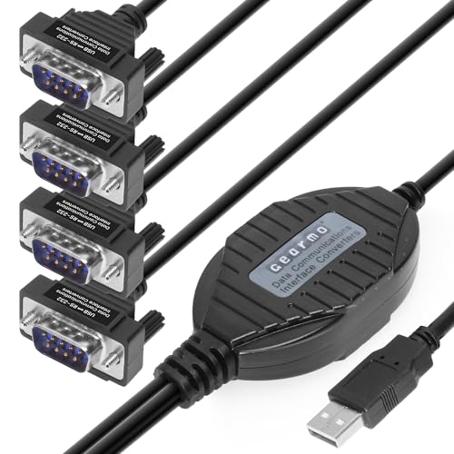 Gearmo 4 Port USB to Serial RS232 Adapter FTDI Chipset, Supports Win 11, 10, 8, 7, Linux, Mac w/ESD and Surge Protection - Image 2