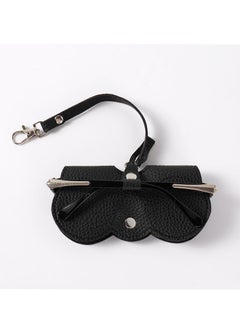 Generic Soft Leather Glasses Bag Portable Eyeglasses and Sunglasses Case Glasses Clips with Strap  (Black)  - Image 1