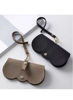 Generic Soft Leather Glasses Bag Portable Eyeglasses and Sunglasses Case Glasses Clips with Strap  (Black)  - Image 3