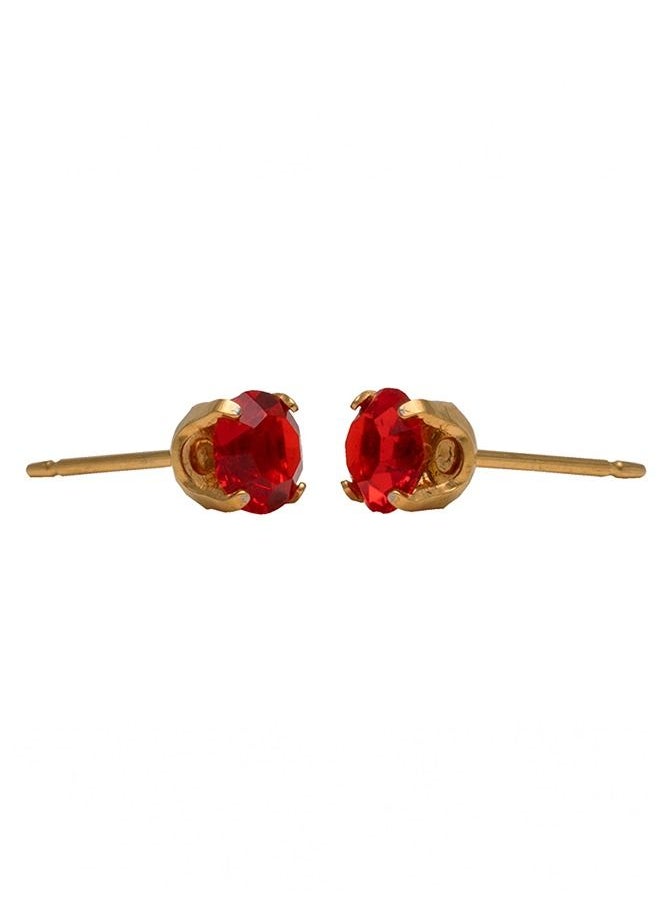 Studex - 5MM January Garnet 24K Pure Gold Plated Ear Studs - Image 1
