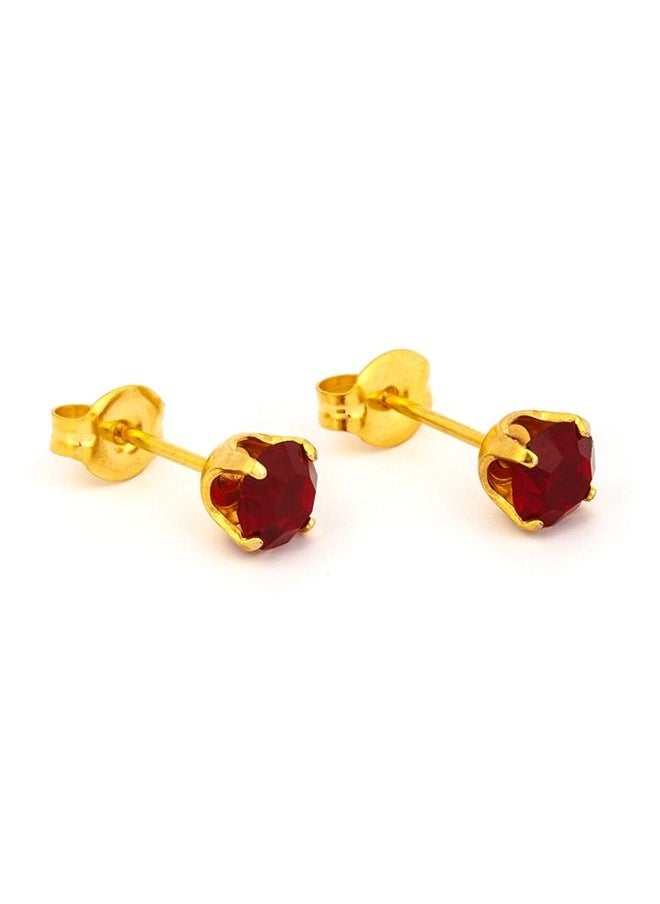 Studex - 5MM January Garnet 24K Pure Gold Plated Ear Studs - Image 1