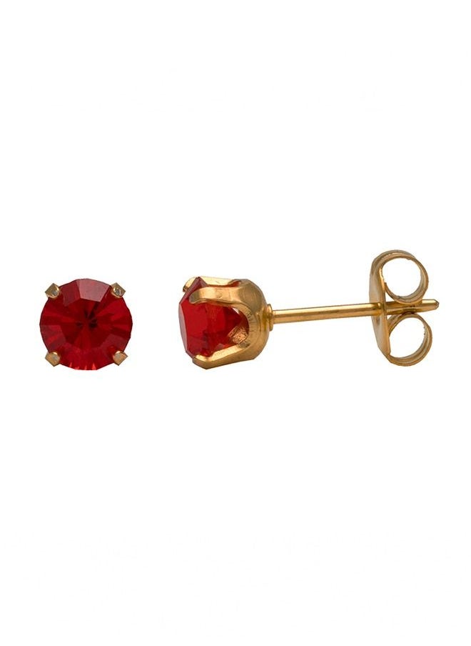 Studex - 5MM January Garnet 24K Pure Gold Plated Ear Studs - Image 1