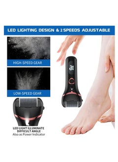 Geopu Electric Foot Callus Remover, Rechargeable Portable Electronic Foot File Pedicure Kits, Waterproof Foot Scrubber File, Professional Pedicure Tools, Foot Care for Dead Skin Ideal Gift, 3 Rollers  - Image 2