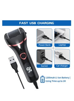 Geopu Electric Foot Callus Remover, Rechargeable Portable Electronic Foot File Pedicure Kits, Waterproof Foot Scrubber File, Professional Pedicure Tools, Foot Care for Dead Skin Ideal Gift, 3 Rollers  - Image 3