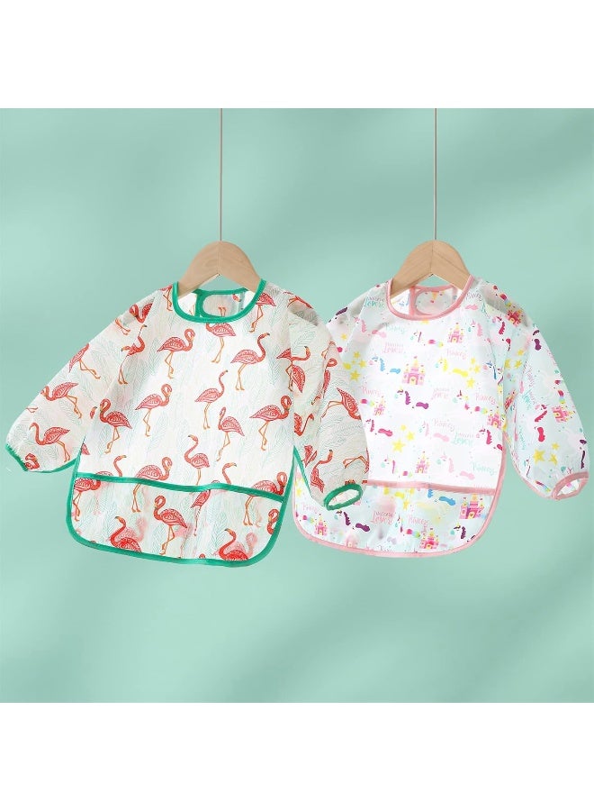 ElecMotive ElecMotive 5 Pack Long Sleeve Bib, Baby Toddler Waterproof Sleeved Bib for 6-30 Months Reusable with Catch-all Pocket  - Image 4