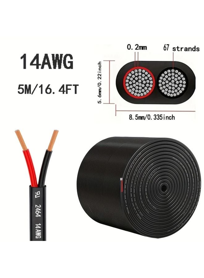 14 AWG سلك مزدوج 50 قدم أسلاك كهربائية منخفضة الجهد من النحاس المطلي بالألمنيوم لإضاءة مصابيح LED السيارة - Image 4
